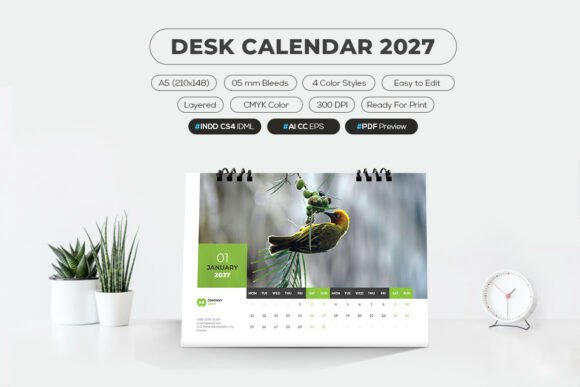 Download 2027 Desk Calendar A5 - 2027 desk calendar Collection