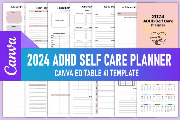 Download 2024 Adhd Self Care Planner Canva KDP - Premium Resources