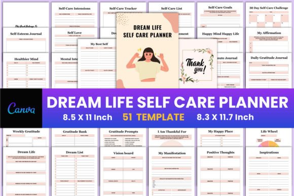 Download Dream Life Self Care Planner Canva - Self care planner Collection