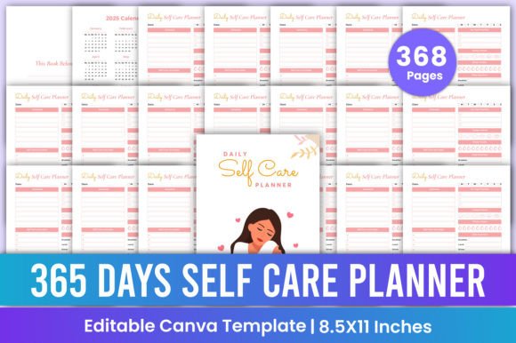 Download 365 Days Self Care Planner Canva Kdp - Self care planner Collection