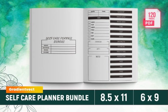 Download (KDP) Self Care Planner Bundle Canva - Self care planner Collection