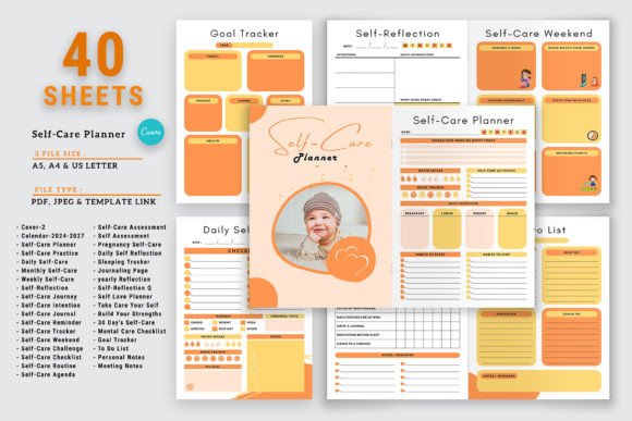 Download Canva Self Care Planner Bundle Pack - Self care planner Collection